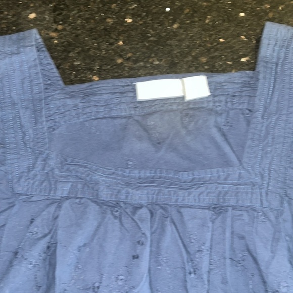 Liz & Me embroidered cotton pleated top navy blue - Picture 6 of 9